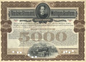 Lake Shore and Michigan Southern Railway Co. - 1897 dated $5,000 Railroad Gold Bond