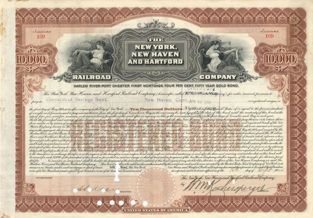 New York, New Haven and Hartford Railroad Co. - $10,000 Bond