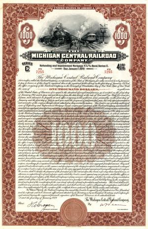 Michigan Central Railroad Co. - $1,000 Bond