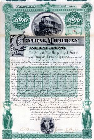 Central Michigan Railroad Co. - $1,000 Bond