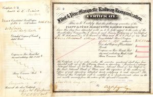 Flint and Pere Marquette Railway Reorganization 1879 dated - Various Denominations Bond