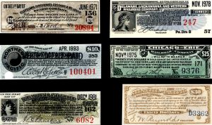 Group of 6 Different Railroad Bond Coupons - Railroad Bond Interest Bearing Coupons