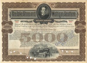 Lake Shore and Michigan Southern Railway Co. - 1911 dated $5,000 Railroad Gold Bond