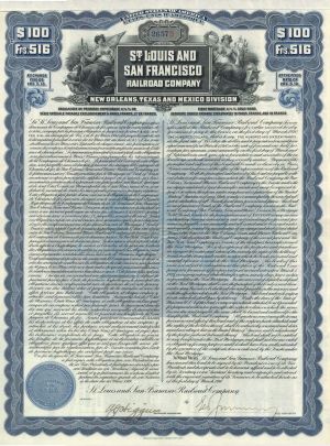 St. Louis and San Francisco Railroad Co. - 1910 dated $100 Bond
