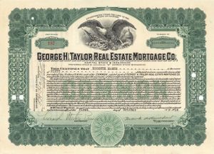 George H. Taylor Real Estate Mortgage Co. - 1926 or 1927 dated Stock Certificate