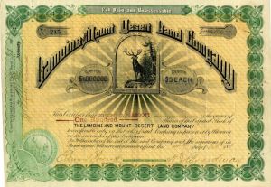 Lamoine and Mount Desert Land Co. - Stock Certificate