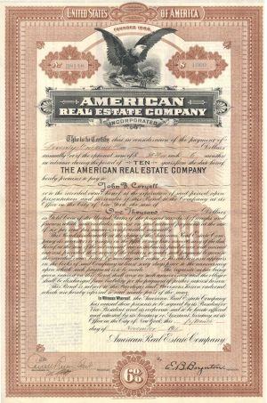 American Real Estate Co. Inc. - 1911 dated Real Estate Bond