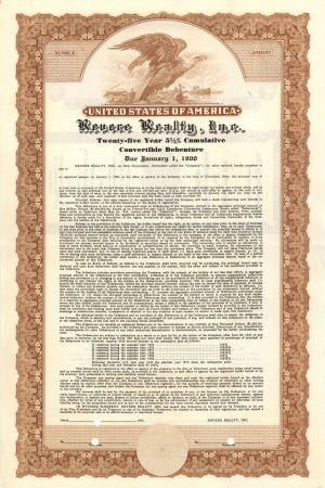 Revere Realty, Inc. - 1955 dated Unissued Bond