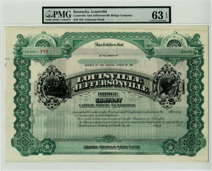 Louisville and Jeffersonville Bridge Co. - Stock Certificate