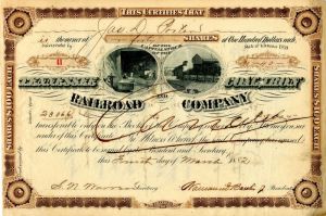 Tennessee Coal, Iron and Railroad Co. - 1882 dated Railway Stock Certificate