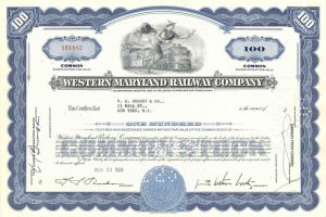 Western Maryland Railway Co. - 1950's dated Maryland Railroad Stock Certificate