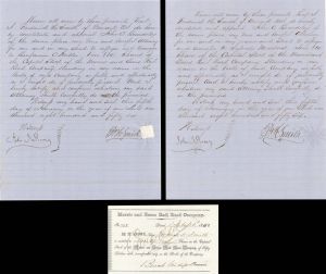 Morris and Essex Rail Road Co. - 1850 and 1856 dated Stock Certificate and 2 Documents