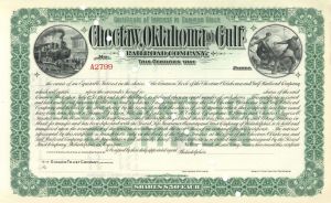 Choctaw, Oklahoma and Gulf Railroad Co. - Unissued Stock Certificate