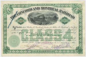 Concord & Montreal Railroad Co. - 1900-20's dated Railway Stock Certificate