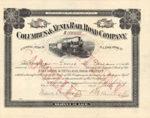 Columbus and Xenia Railroad Co. - 1901 or 1913 dated Stock Certificate