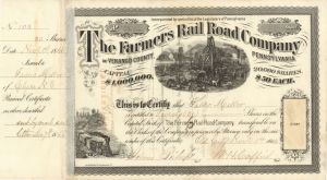 Farmers Rail Road Co. of Venango County, Pennsylvania - 1866 dated Stock Certificate (Uncanceled)