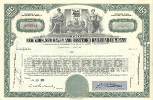 New York, New Haven and Hartford Railroad Co. - 1940's-50's dated Railway Stock Certificate