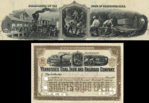 Tennessee Coal, Iron and Railroad Co. - 1898-1900 dated Railway Stock Certificate