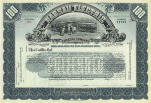 Nassau Electric Railroad Co. - circa 1900 or so Unissued Railway Stock Certificate