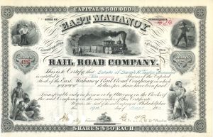 East Mahanoy Rail Road Co. - 1910 or 1928 dated Stock Certificate