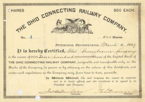 Ohio Connecting Railway Co. - 1889-1901 dated Railroad Stock Certificate