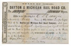 Dayton and Michigan Rail Road Co. - Stock Certificate