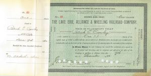 Lake Erie, Alliance and Wheeling Railroad Co. - 1901-33 Ohio Railway Stock Certificate