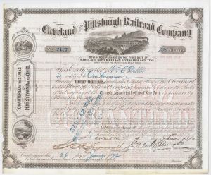 Cleveland And Pittsburgh Railroad Co. - Stock Certificate