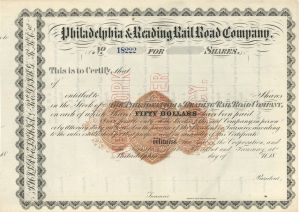 Philadelphia and Reading Rail Road Co. - Unissued Stock Certificate