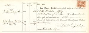 Cincinnati, Sandusky and Cleveland Railroad Co. - 1870-71 dated Railway Transfer Receipt