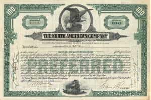 North American Co. - 1924-1934 dated Stock Certificate
