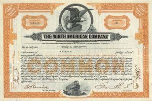 North American Co. - 1927-1936 dated Stock Certificate