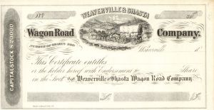 Weaverville and Shasta Wagon Road Co. - Unissued Stock Certificate