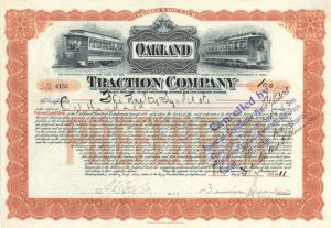 Oakland Traction Co. - 1911 dated Stock Certificate