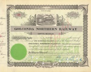 Golconda Northern Railway - 1909-45 dated New York Railroad Stock Certificate