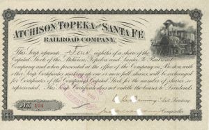 Atchison, Topeka and Santa Fe Railroad Co. - Stock Certificate