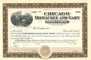 Chicago Milwaukee and Gary Railway Co. - Unissued 1908 dated Railroad Stock Certificate