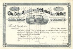 New Castle and Shenango Valley Rail Road Co. - Unissued Railroad Stock Certificate