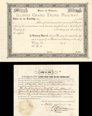 Illinois Grand Trunk Railway and Document - Unissued Stock Certificate