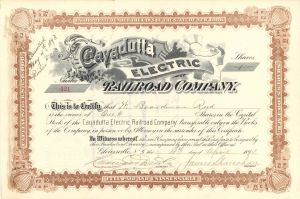 Cayadutta Electric Railroad Co. - 1893 dated Stock Certificate