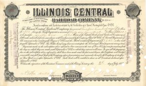 Illlinois Central Railroad Co. - 1887 dated Railroad Stock Certificate