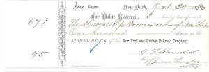 New York and Harlem Railroad Co. - 1883-1884 dated Railroad Stock Certificate