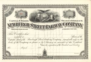 Newburgh Street Railway Co. - Unissued Stock Certificate