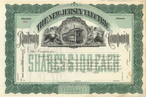New Jersey Electric Railway Co. - Unissued Stock Certificate