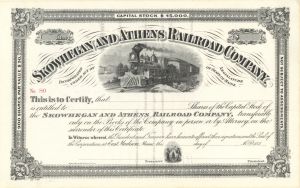 Skowhegan and Athens Railroad Co. - Unissued Stock Certificate