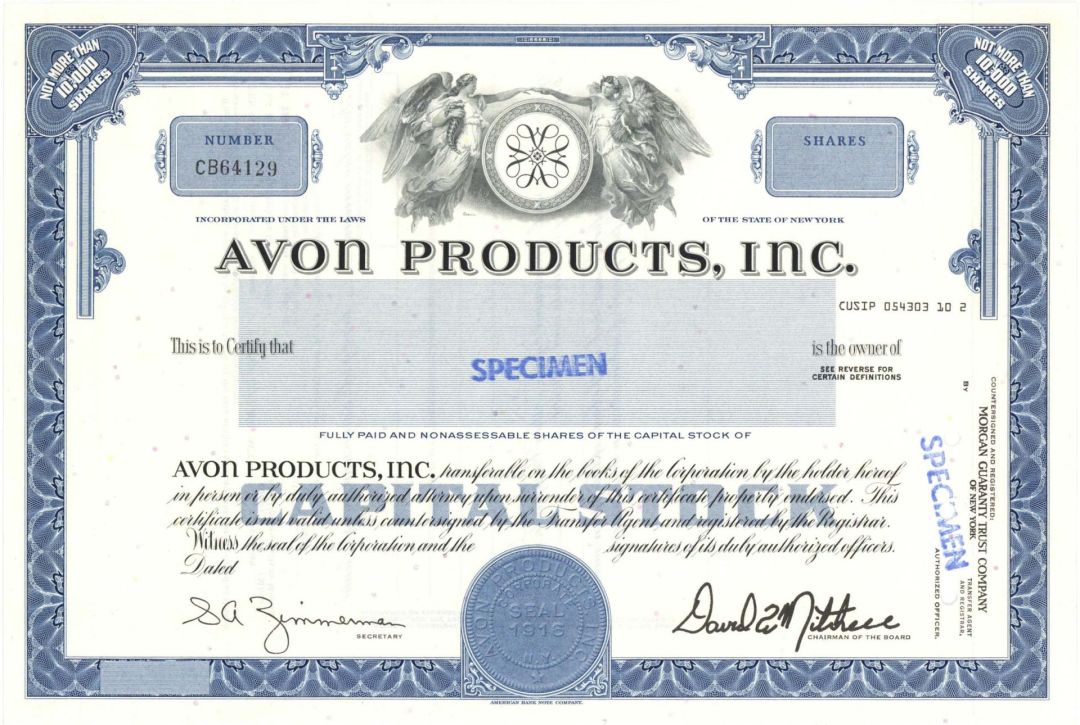 Avon Products, Inc. - Specimen Stocks and Bonds