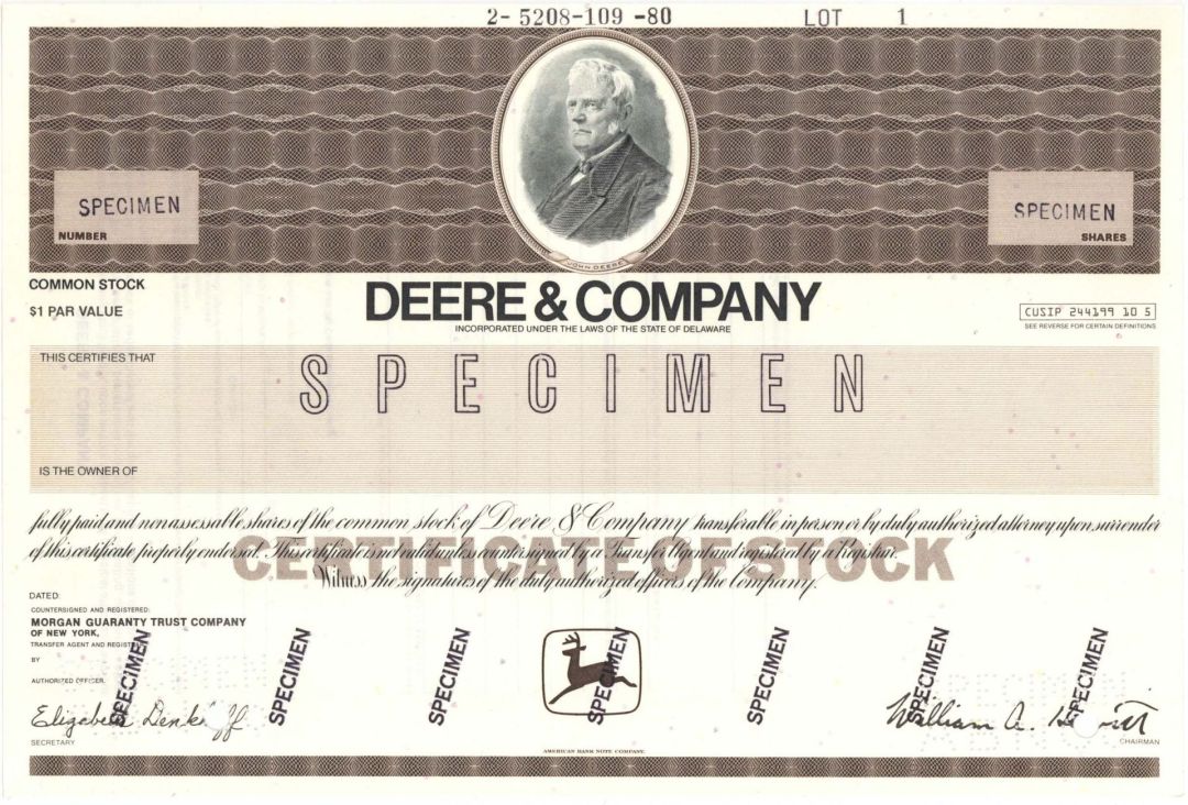 Deere and Co. - Specimen Stock Certificate