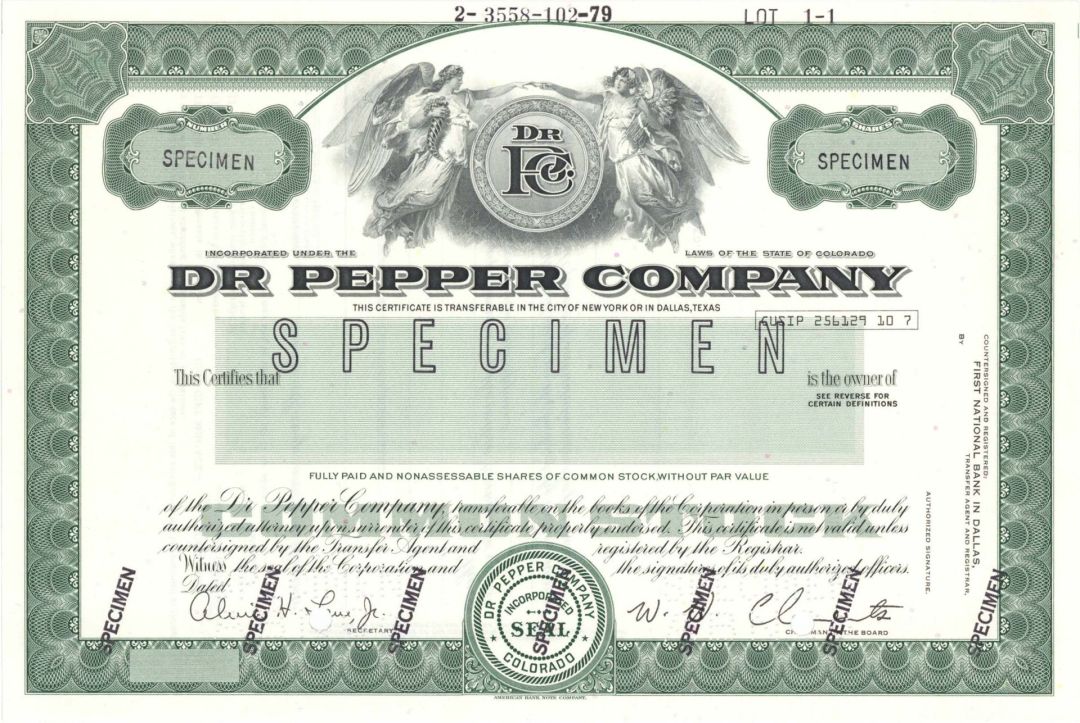 Dr. Pepper Co. - SPECIMEN - Stock Certificate