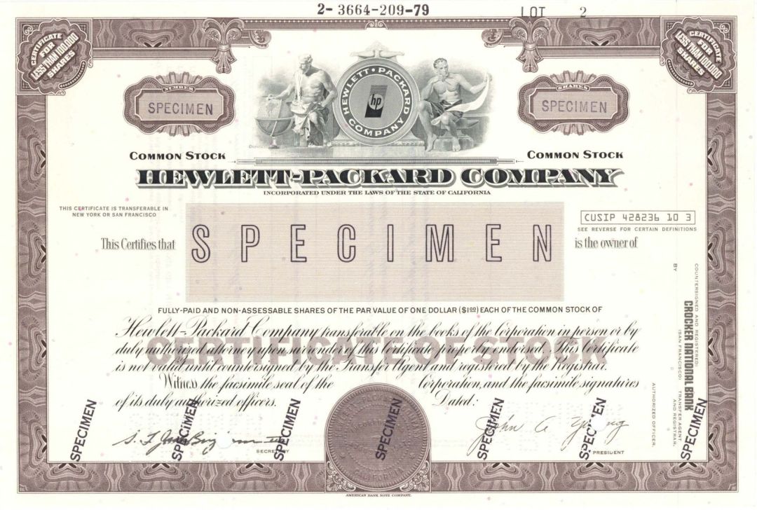 Hewlett-Packard Co. - Specimen Stock Certificate