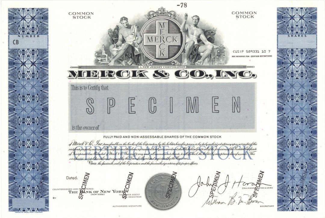 Merck and Co., Inc.  - Specimen Stock Certificate